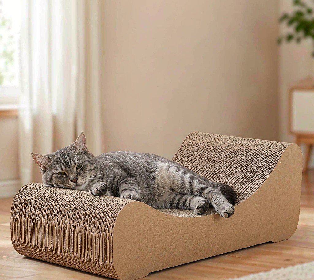 Paper cat scratcher product packaging