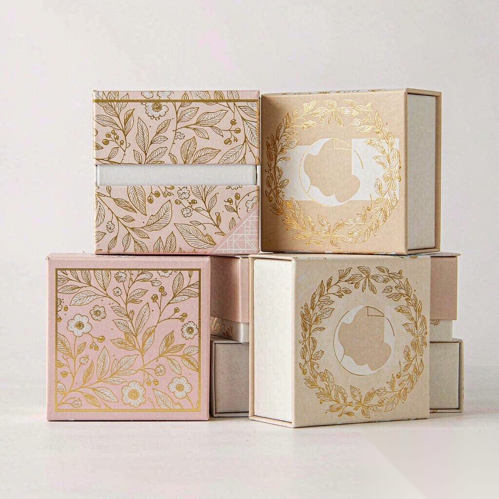 Printed folding carton perfume boxes with hot foil stamping