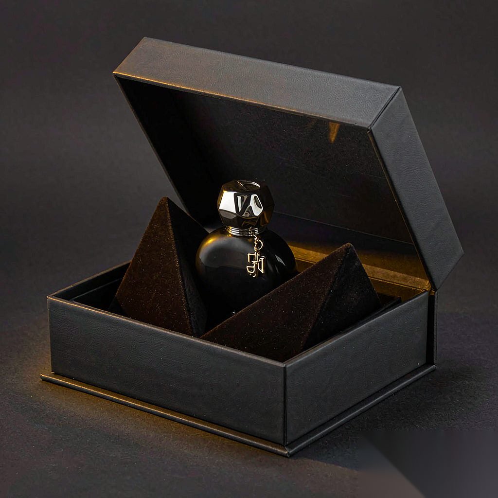 Matte black magnetic closure perfume packaging box